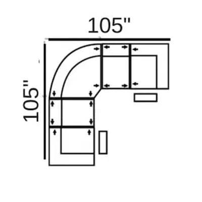 Layout A:  Five Piece Sectional 105" x 105" (2 Recliners)