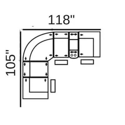 Layout E: Six Piece Sectional 105" x 118" (3 Recliners)