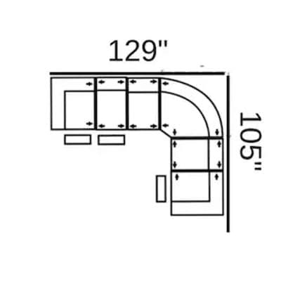 Layout F: Six Piece Sectional 129" x 105" (3 Recliners)