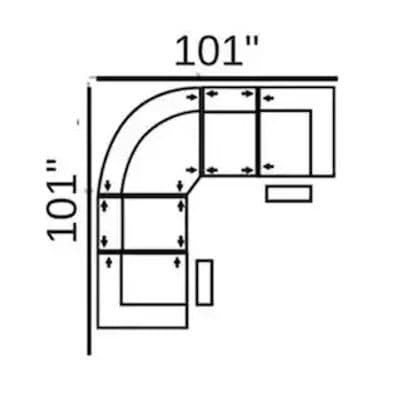 Layout A: Five Piece Sectional 101" x 101" (2 Recliners)