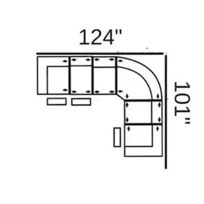 Layout F:  Six Piece Sectional 124" x 101" (3 Recliners)