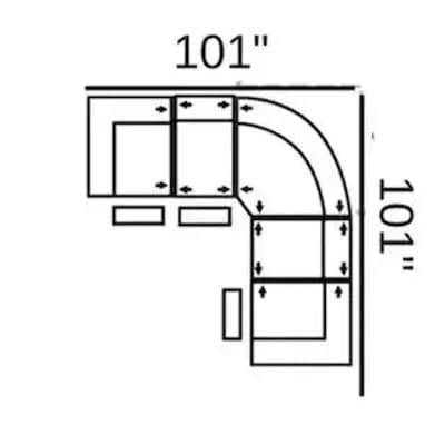 Layout C: Five Piece Sectional 101" x 101" (3 Recliners)