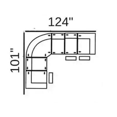 Layout G: Six Piece Sectional 101" x 124" (3 Recliners)