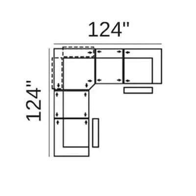 Layout A: Five Piece Sectional 124" x 124"