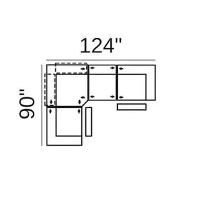 Layout C: Four Piece Sectional 90" x 124"