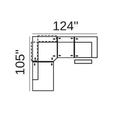 Layout D: Four Piece Sectional 105" x 124"