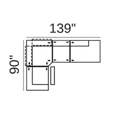 Layout F: Four Piece Sectional 90" x 139"	