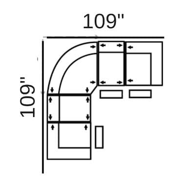 Layout B: Five Piece Sectional 109" x 109" (3 Recliners)