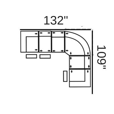 Layout F: Six Piece Sectional 132" x 109" (3 Recliners)