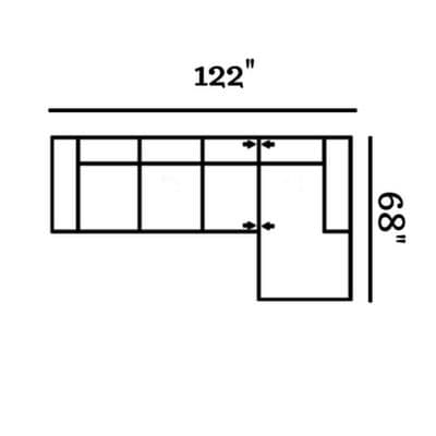 Layout C:  Two Piece Sectional 122" x 68"