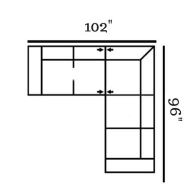 Layout G: Two Piece Sectional 102" x 96"