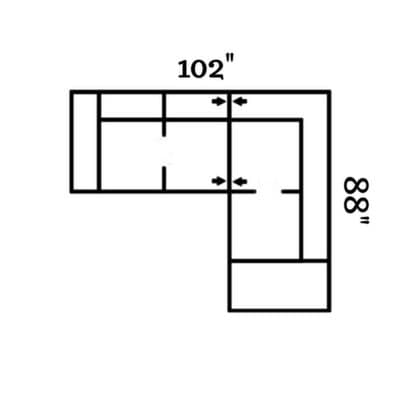 Layout C:  Two Piece Sectional 102" x 88"