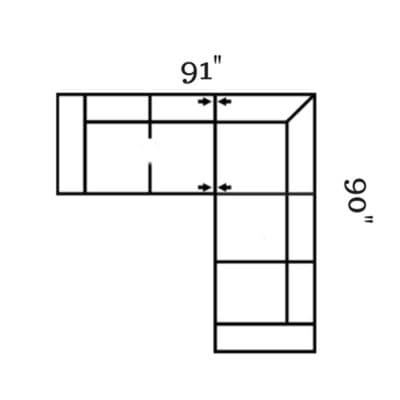 Layout B: Two Piece Sectional 91" x 90"