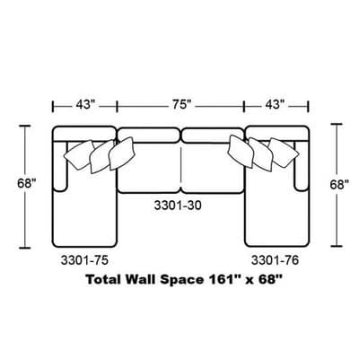 Layout E: Three Piece Sectional 68" x 161" x 68"