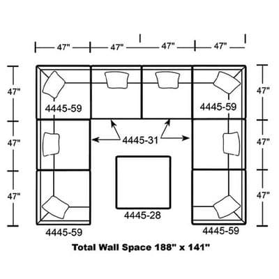 Layout D: Nine Piece Sectional 141" x 188" x 141"