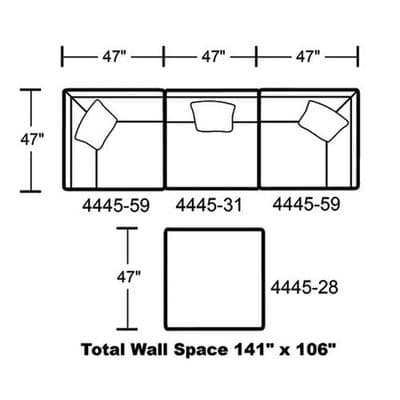 Layout G: Three Piece Sectional (Ottoman Not Included) 47" x 141"