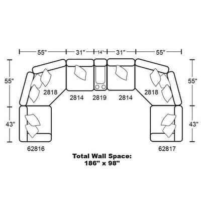 Layout C: Seven Piece Sectional  98" x 186" x 98"