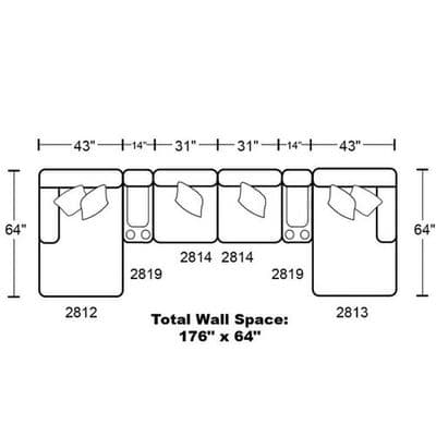 Layout F: Six Piece Sectional 64" x 176" x 64"