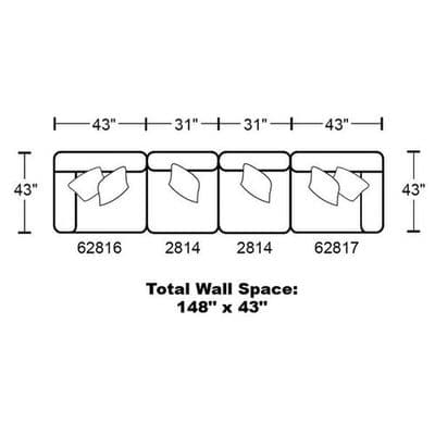 Layout J:  Four Piece Sectional 43" x 148"