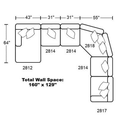 Layout G: Six Piece Sectional 64" x 160" x 129"