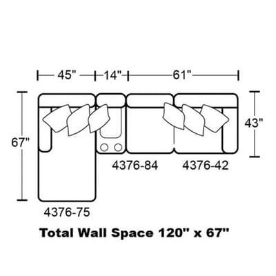 Layout E: Three Piece Sectional 67" x 120"