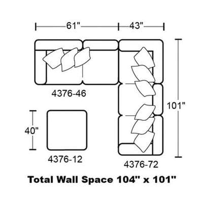 Layout F:  Two Piece Sectional (Ottoman not included) 104" x 101"