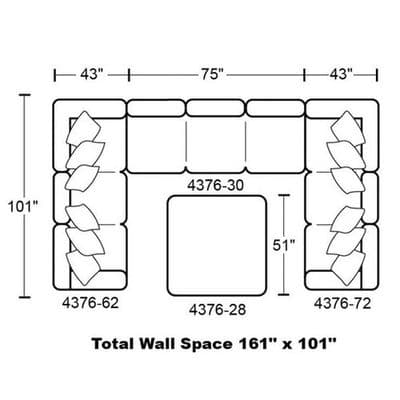 Layout G: Three Piece Sectional (Ottoman not included)101" x 161" x 101"