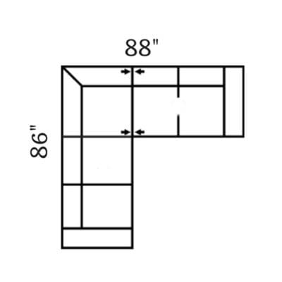 Layout F: Two Piece Sectional 86" x 88"