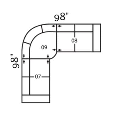 Layout G:  Three Piece Sectional 98" x 98"