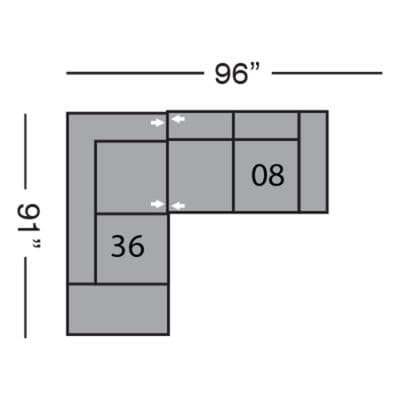 Layout B: Two Piece Sectional 91" x 96"