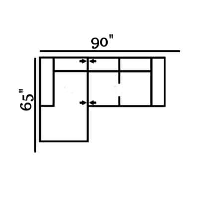 Layout A:  Two Piece Sectional 65" x 90"