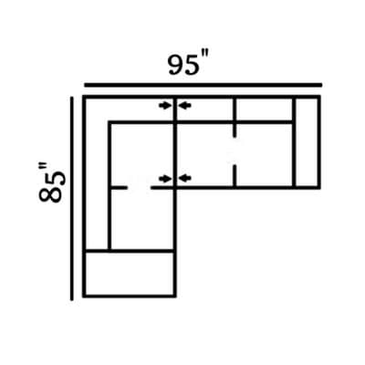 Layout E:  Two Piece Sectional 85" x 95"