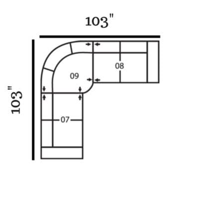 Layout K: Three Piece Sectional 103" x 103"