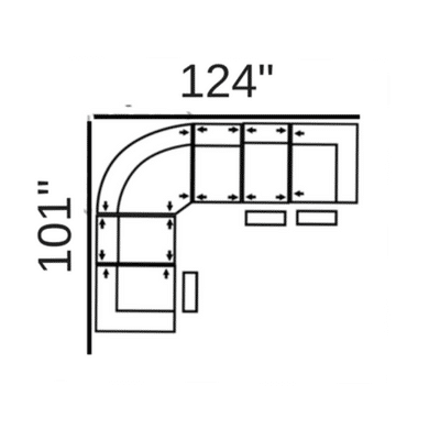 Layout G:  Six Piece Sectional 101" x 124"