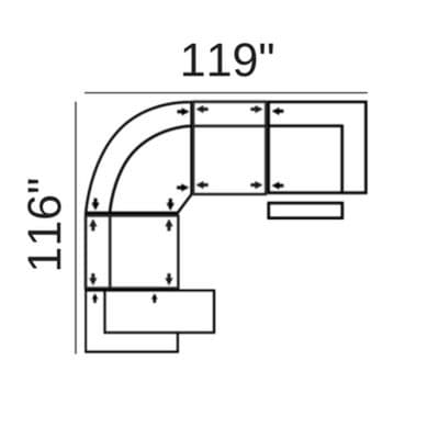 Layout D: Five Piece Sectional 116" x 119"