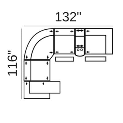 Layout F: Six Piece Sectional 116" x 132"