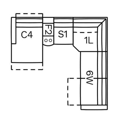 Layout F:  Five Piece Chaise Reclining Sectional 134" x 127"