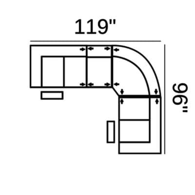 Layout B:  Four Piece Sectional 119" x 96"