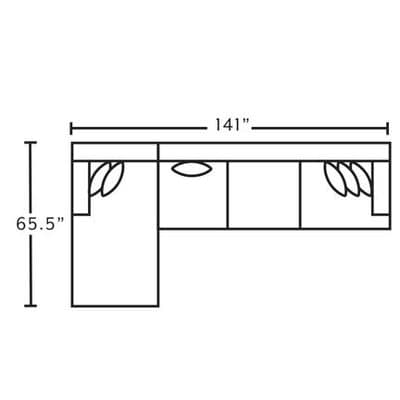 Layout E:  Three Piece Sectional  65.5 x141