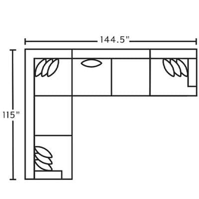 Layout I:  Four Piece Sectional 115" x 144.5"