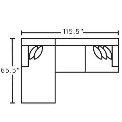 Layout A:  Tho Piece Sectional 65.5 x 115.5