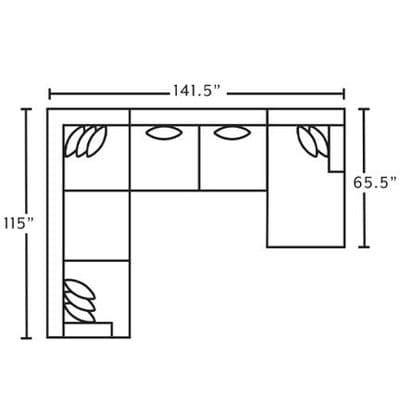 Layout G:  Five Piece Sectional 115" x 141.5" x 65.5"