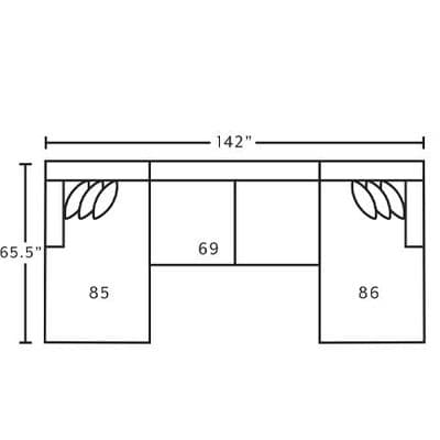 Layout C:  Three Piece Sectional 65.5" x 142"