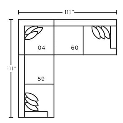 Layout D:  Three Piece Sectional 111" x 111"