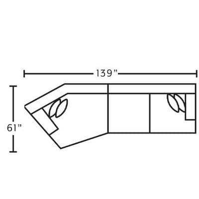 Layout C:  Two Piece Sectional 61" x 139"