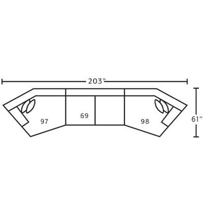 Layout D: Three Piece Sectional 61" x 203"