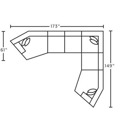 Layout H:  Five Piece Sectional 61" x 173" x 149"