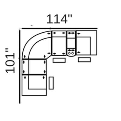 Layout E: Six Piece Sectional 101" x 114"