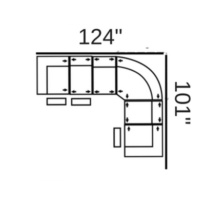 Layout F: Six Piece Sectional 124" x 101"