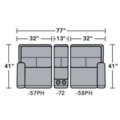 Layout A:  Three Piece Sectional 41" x 77"